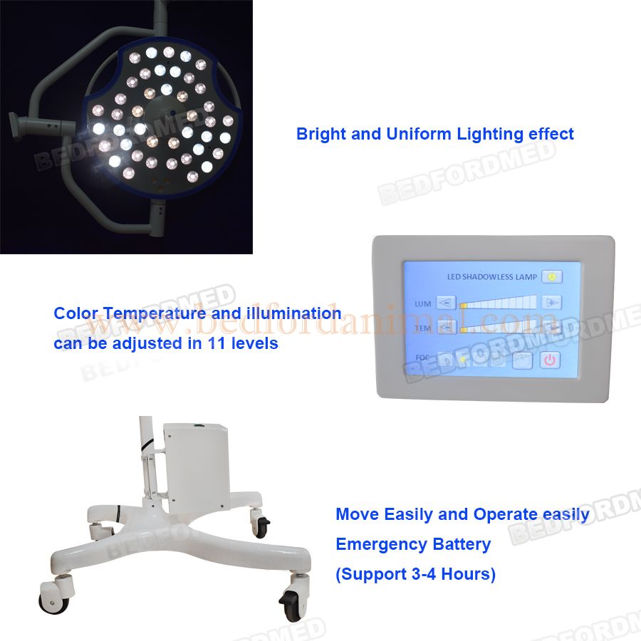 Mobile Type LED Surgical Lamp 500 With Battery Medical Shadowless Surgical Light